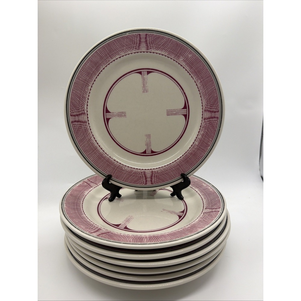 Pipestone Dinner Plates Mimbreno Ancient Indian Replica Santa Fe RR Set of 7